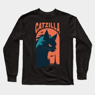 Catzilla king of Cat monster Long Sleeve T-Shirt